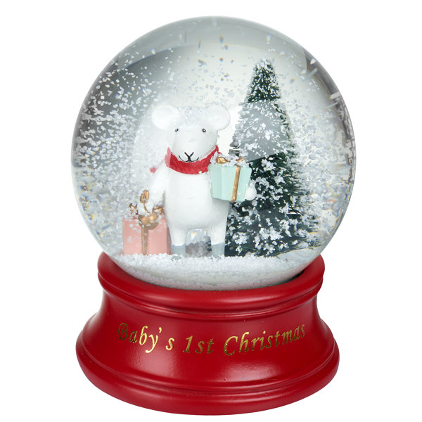 The Seasonal Aisle Baby's First Christmas Snow Globe with Red Base